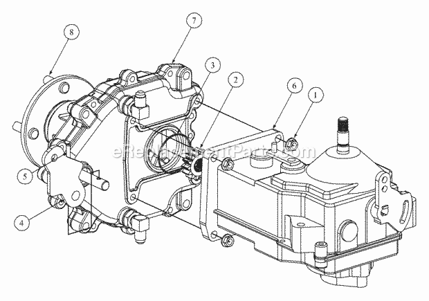 Assembly Pump Left Hand Diagram and Parts List for 3648 53AB5D4M100 Cub Cadet Lawn Mower
